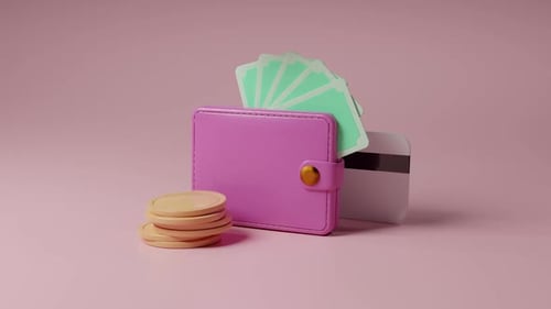 Falling gold coins stack up, representing wealth growth concept