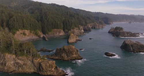 Breathtaking Aerial of Oregon's Rugged Coastline in Samuel H Boardman Corridor