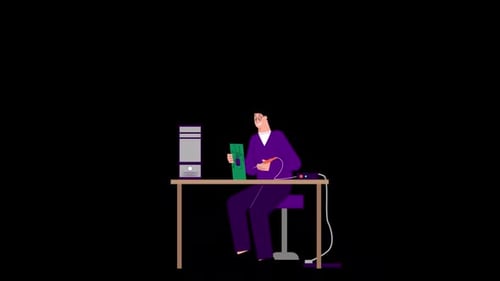 Computer Repair Guy Animation Alpha Channel