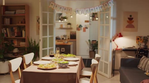 Set Dining Table for Birthday Celebration Indoors