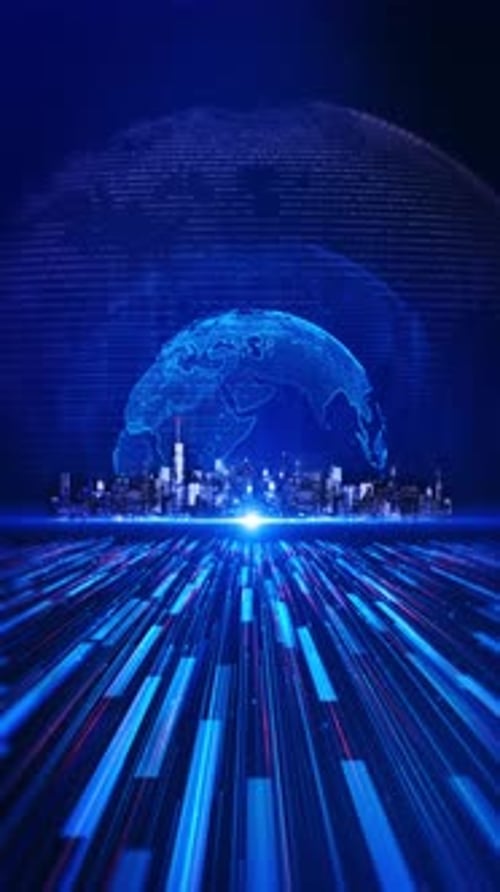 Corporate Technology Background with Digital Globe and Data Flow