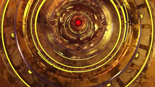 Futuristic Golden Technology Tunnel Travel Seamless Loop