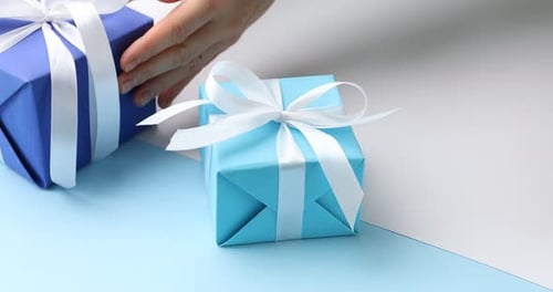 Colorful Wrapped Gift Boxes with Ribbon Bows