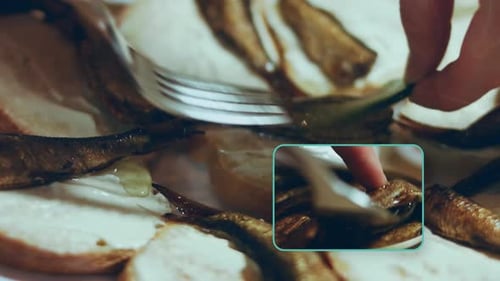 Video Collage of Hands Spread Tomatoes and Cucumbers on Bread Butter
