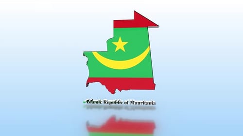 3D Map of Mauritania with Flag and Country Name Reveal