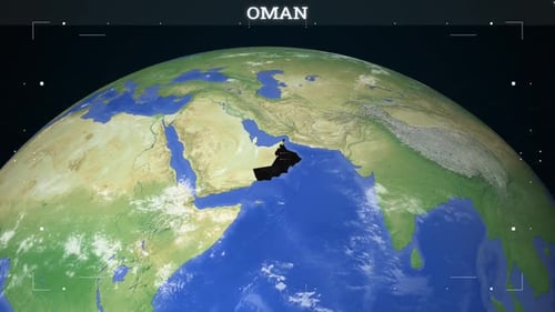 Digital Earth Globe Animation Highlighting Oman Country Location