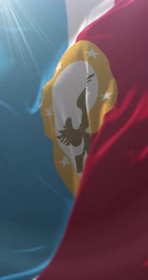 Animated Vertical Waving Flag with Eagle and Stars Emblem