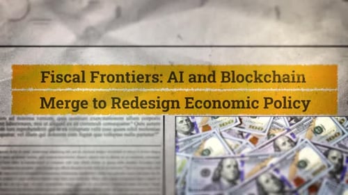 AI Blockchain Headline Reveal on Grunge Newspaper