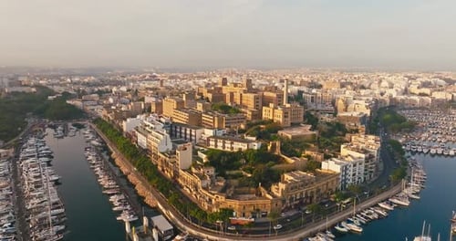 Aerial View of Urban Landscape in Valletta Malta Featuring Historic Streets