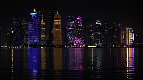 View on skyscrapers in Doha downtown, Qatar, Persian Gulf, Arabian Peninsula.