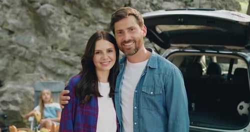 Happy Couple Embracing During Outdoor Adventure