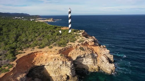 Aerial view of Ibiza Island, Balearic Island, Spain.