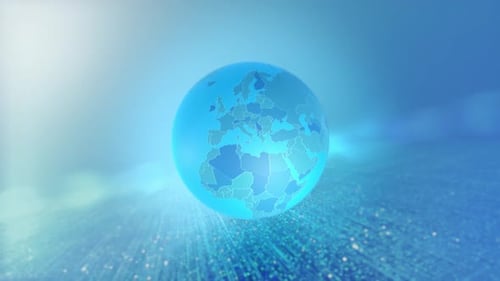 Animated Global Map Highlighting Turkey with Digital Background