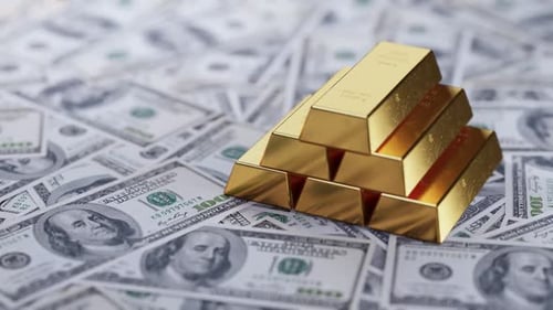 Gold Bars on Dollar Bills