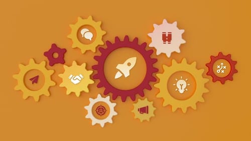 Startup cogwheel loopable animation with icons