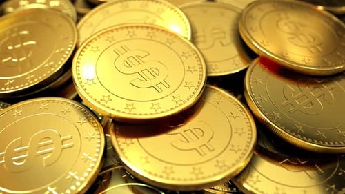 Golden Dollar Coins Falling Animation