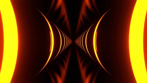 Red And Orange Neon Corridor With Round Glowing Shapes Background Vj Loop I 4K