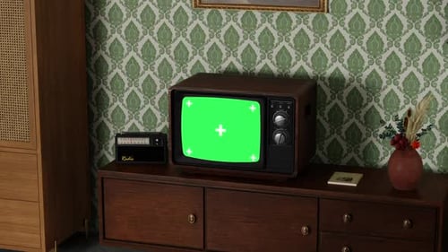 Old Tv Mockup Green Screen