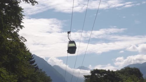 Kanin Cable Car Going Up to the Kanin Station High Up in the Alps