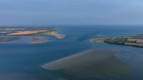 Saltmills, County Wexford, Ireland, September 2024. Drone gradually ascends above the stunning Banno
