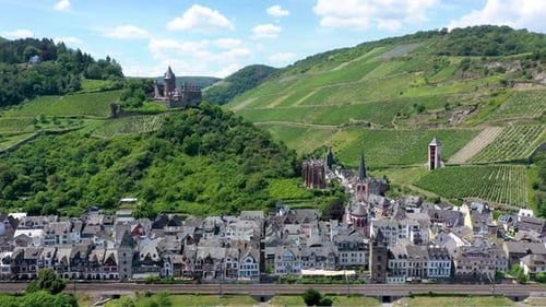 Bacharach panoramic view. Bacharach is a small town in Rhine valley in Rhineland-Palatinate, Germany