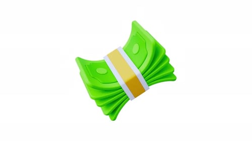 Animated 3D Green Money Stack Rotating Icon