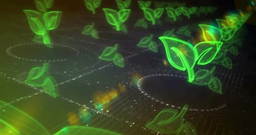 Ecology and eco friendly technology symbols loop cyber concept