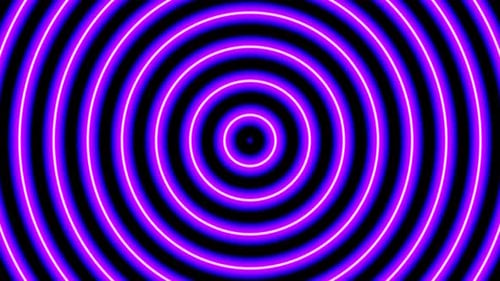 Animated Decreasing Towards the Center Neon Violet Linear Circles or Rings on Black Background