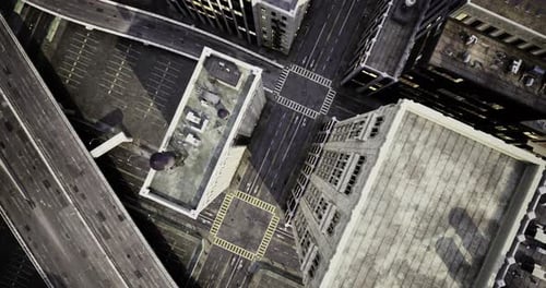 Urban Thoroughfare Showcases Intricate Aerial View of City Infrastructure