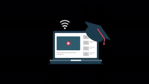 Flat Design Online Education Laptop Animation