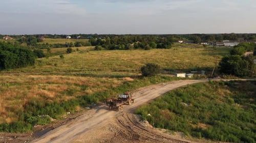 Aerial View of Tractor on the Field