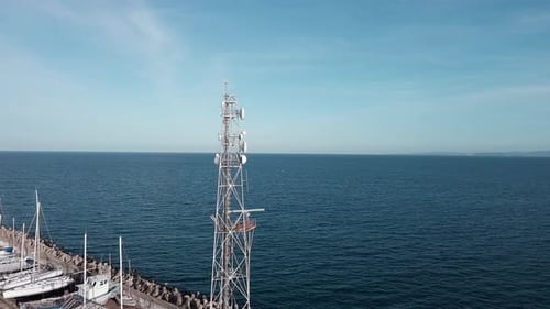 Radar Station Located in a Sea Port in the Black Sea Near the Bulgarian Town of Pomorie with a