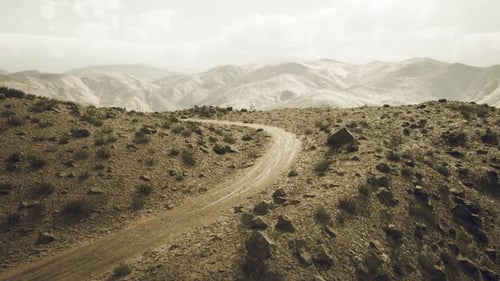 Winding Dirt Road Through the Rugged Pamir Mountains of Tajikistan