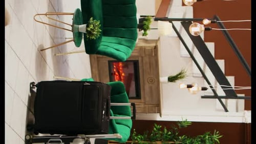 Vertical Video Empty Tropical Resort Lounge Area