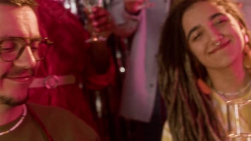 Friends Celebrate at Urban Birthday Party with Champagne