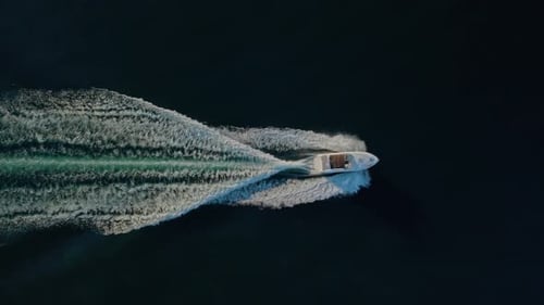 Top View Elegant Yacht Sailing in the Open Sea Drone Footage