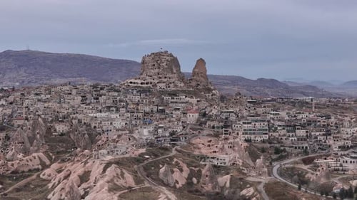 Uchisar Castle and Surrounding Cave Dwellings in Cappadocia