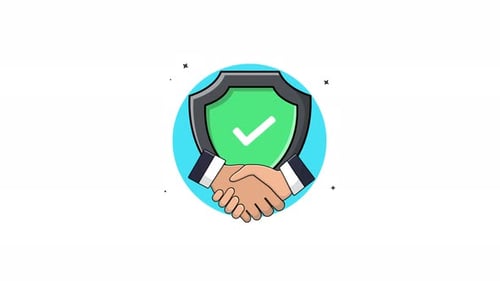 Corporate Agreement Handshake Shield Checkmark Flat Animation