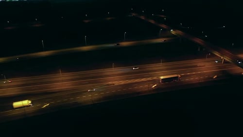 Multilane Expressway at Night Air Visas