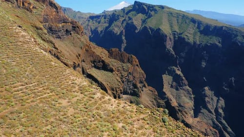 Aerial Epic Flight Over Huge Cliffs Masca Gorge Grand Canyon Mountains