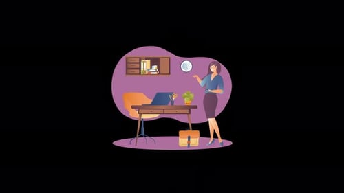 Animated Business Office Scene with Professional Woman