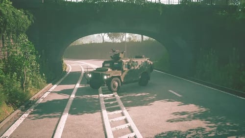 Armored Military Car in Big City
