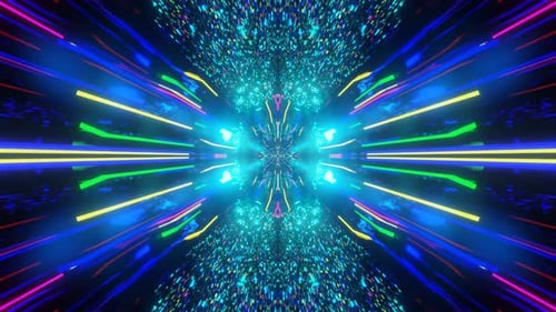 Futuristic Tunnel with Neon Lights and Endless Depth
