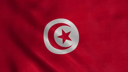 Tunisia Flag Waving Loop Animation
