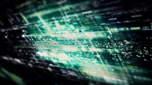 Futuristischer HUD-Bildschirm mit Datenmatrixsimulation 04