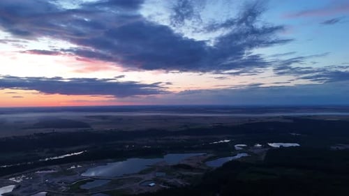 Aerial View of Rural Landscape at Twilight