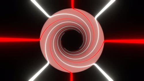 Red And White Rotating Spiral Lines Background Vj Loop In 4K