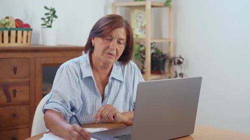 Auburn Haired Woman Working At Her Laptop