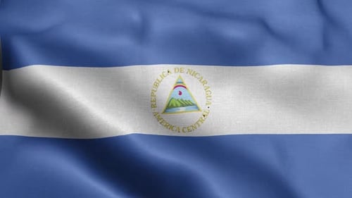 Realistic Waving Flag of Nicaragua