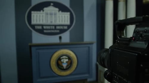 Press Secretary of White House - podium and camera HD